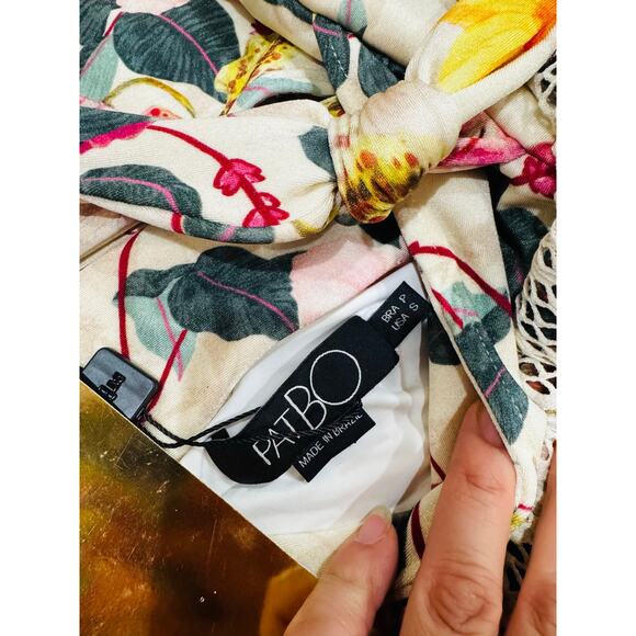 PatBO Hibiscus Neutral floral-print one-shoulder Sundress NWT SZ 4 - Picture 12 of 14